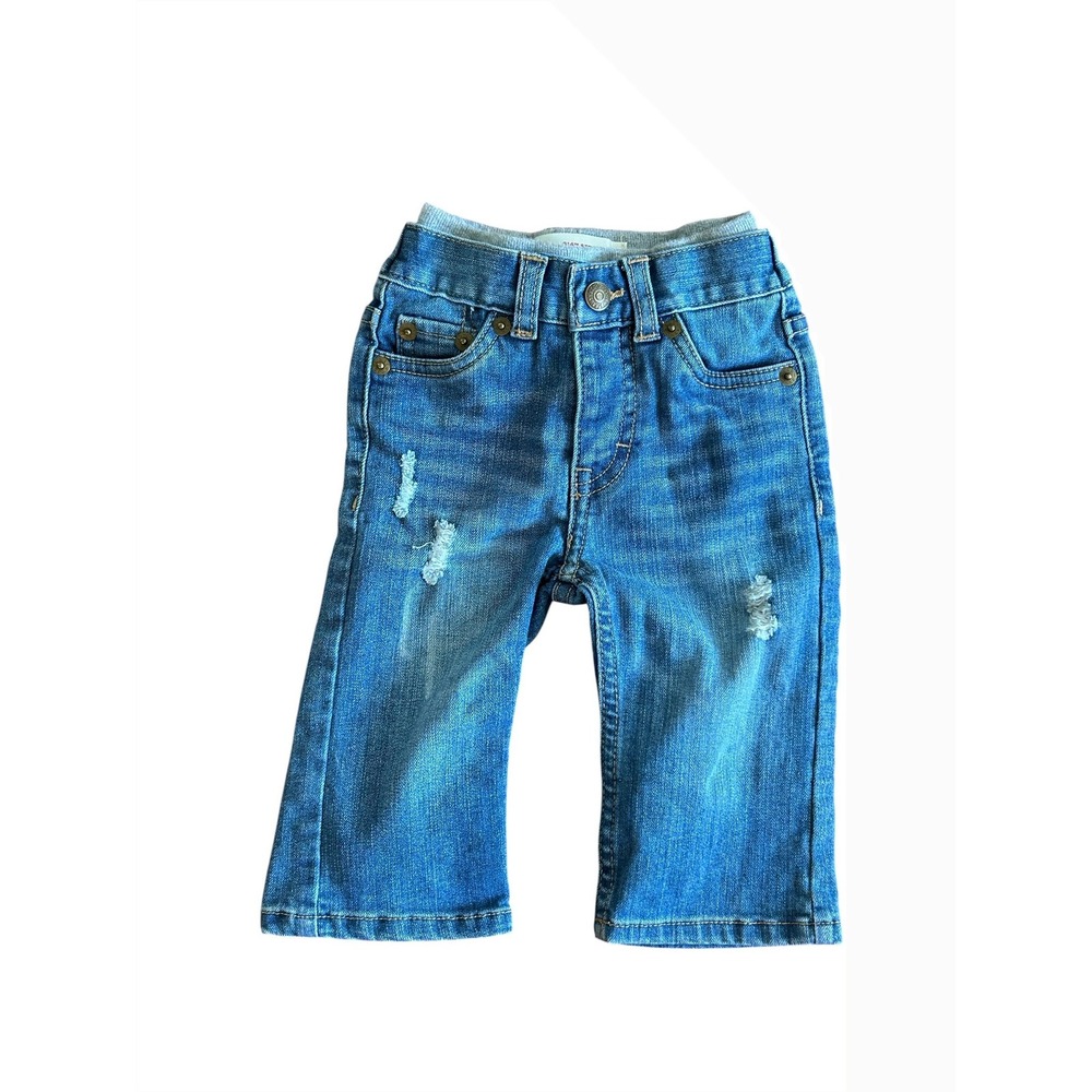 Levis 514 Straight Jeans Infant 3-6M Blue Distressed Elastic Waist Pull on